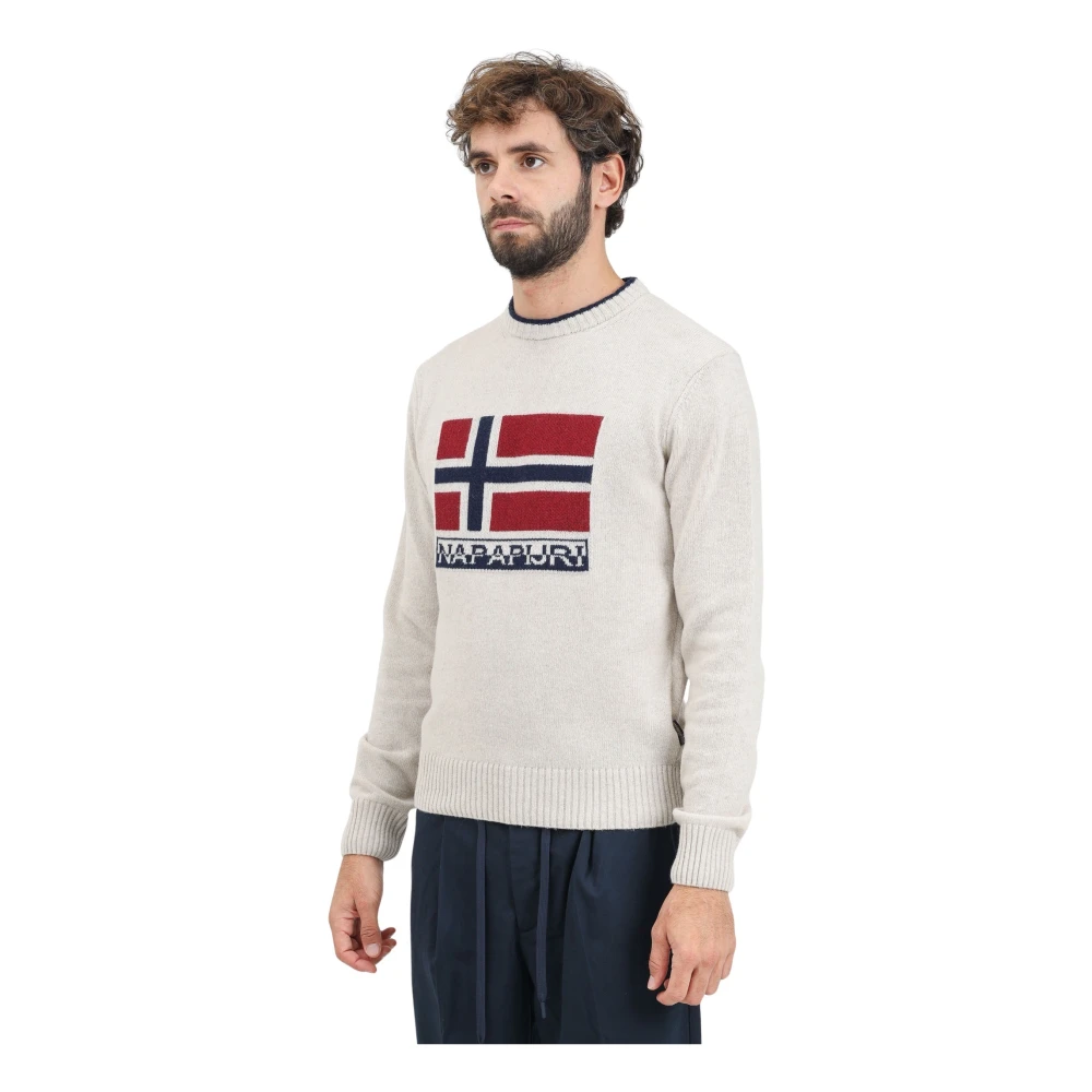 Napapijri Beige Crewneck Sweater Silvretta Style Beige Heren