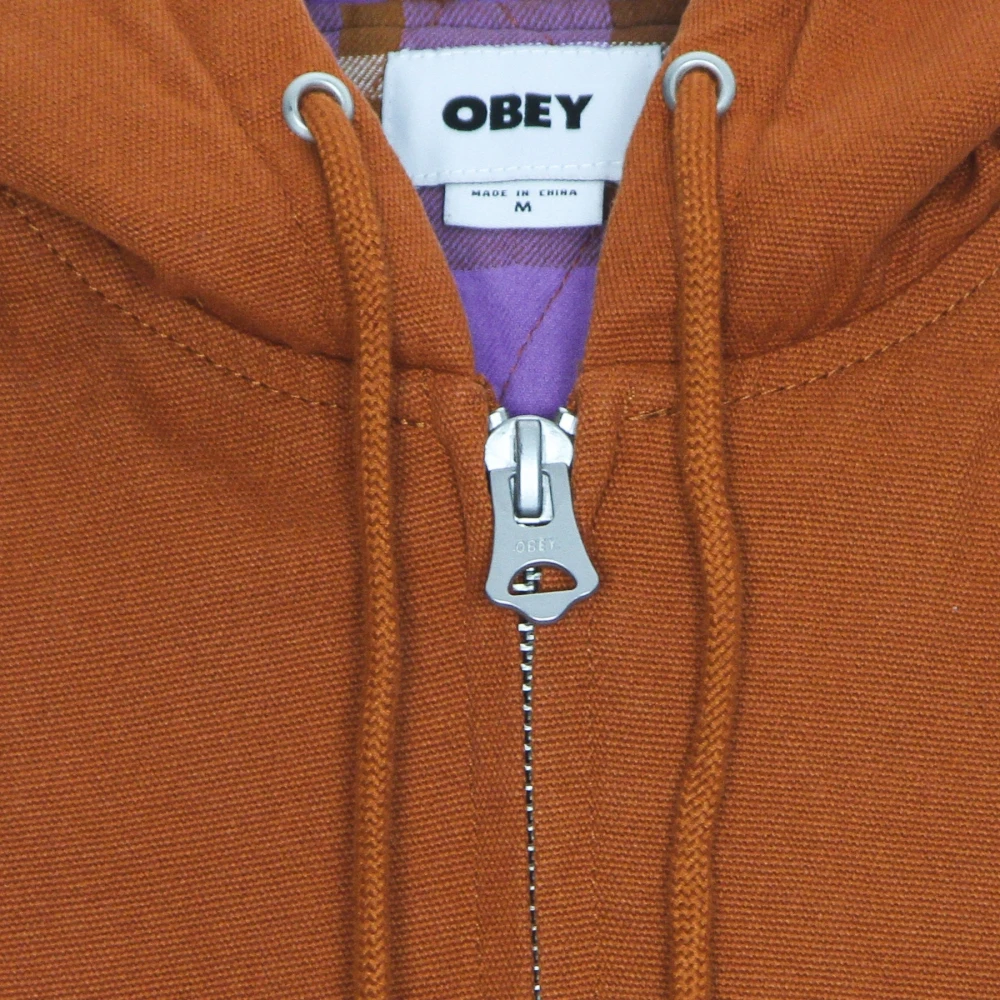 Obey Capuchon Katoenen Canvas Jas Ginger Orange Heren