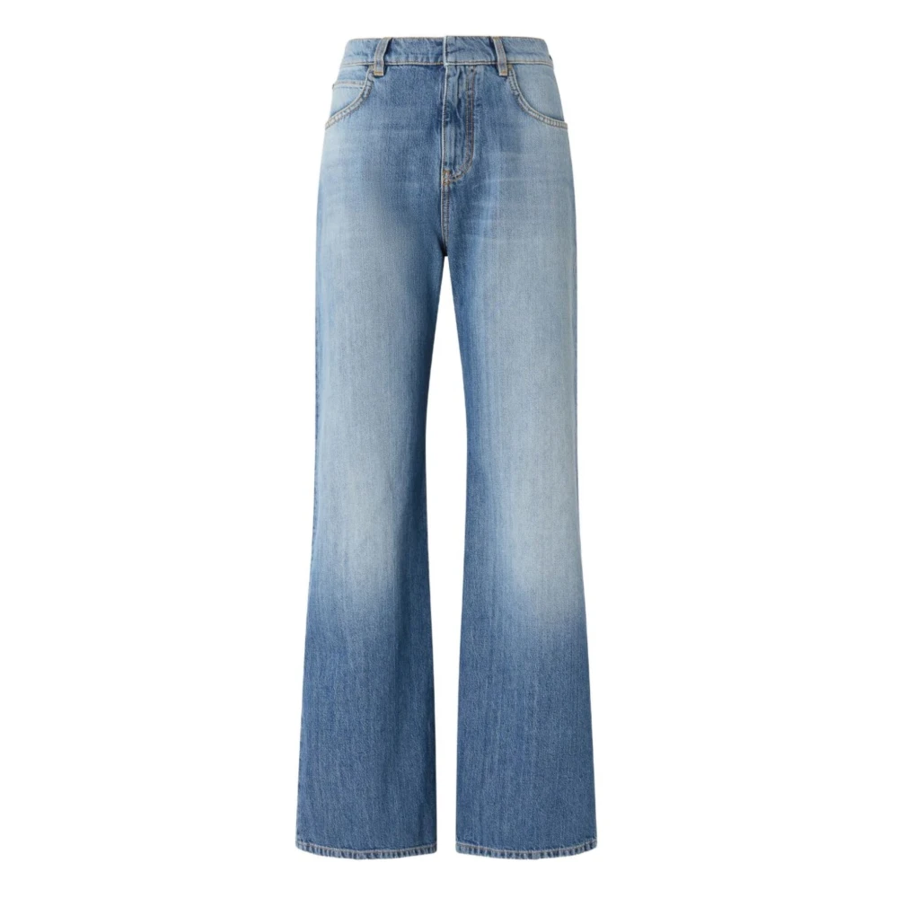 Pinko Women's Blue Wide Jeans, W27, Wide Leg Jeans With Fades