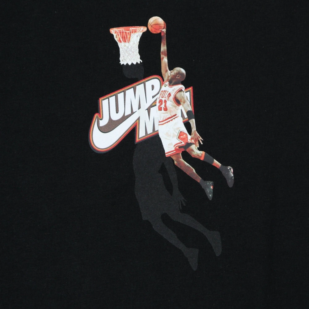 Jordan Lange Mouw T-shirt Zwart Rood Print Black Heren