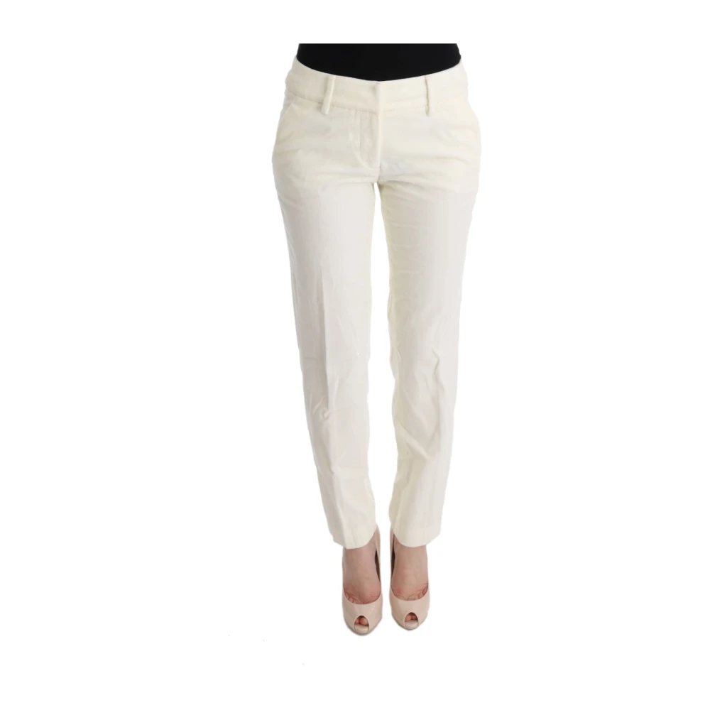 Ermanno Scervino Women's White Slim-Fit Trousers, M, Regular Fit Trousers