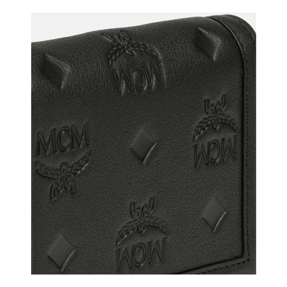 MCM Tracy portemonnee van reliëfleer met monogram Black Dames