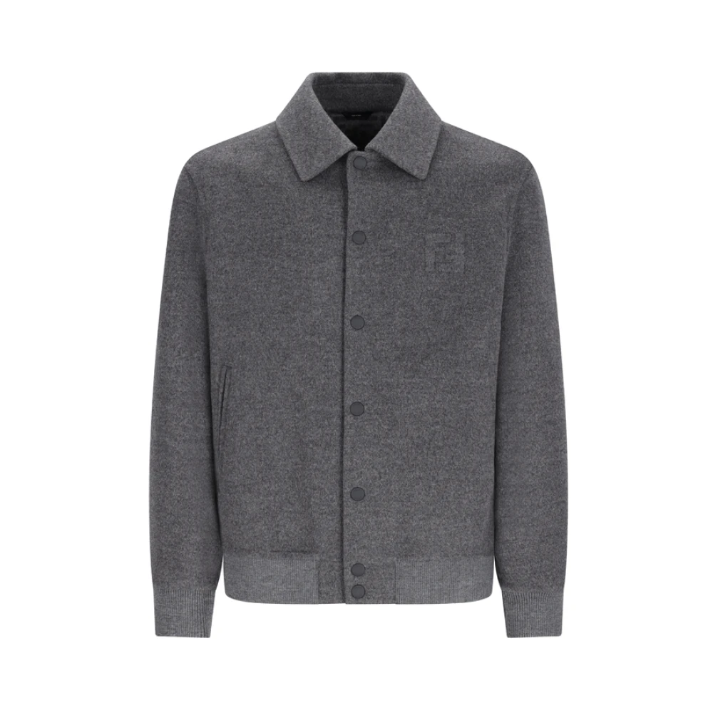 Fendi Men's Gray Cardigans, M, B Zucca Double Wo