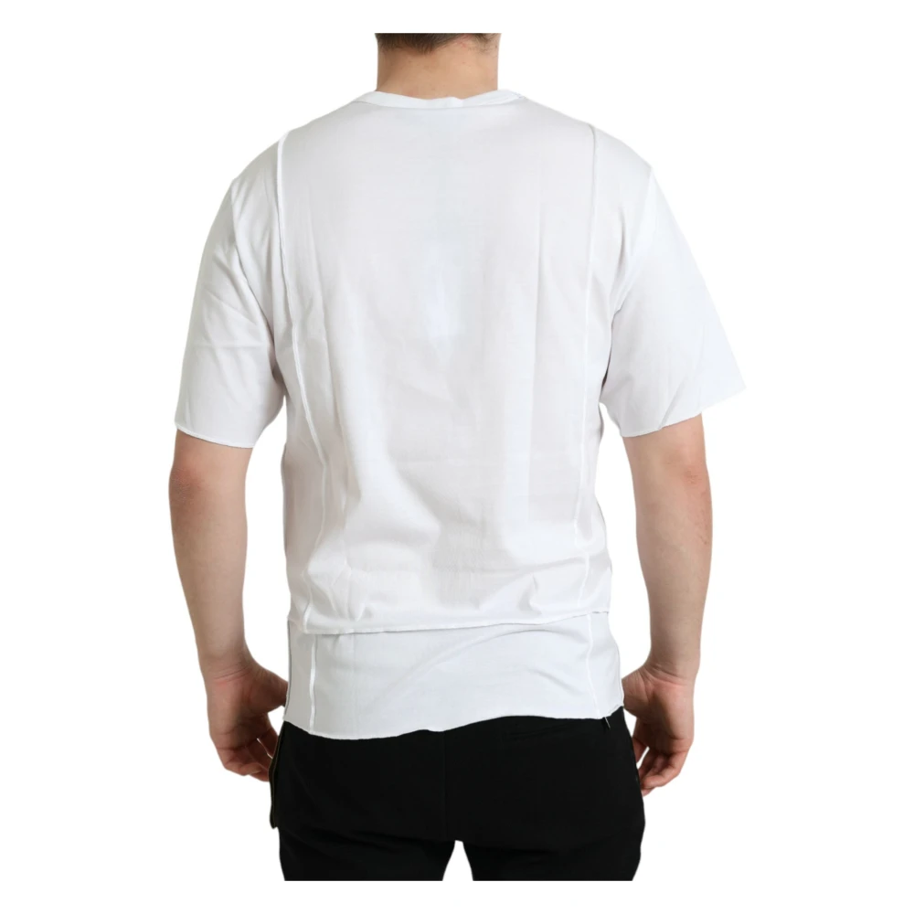 Dolce & Gabbana Wit Logo T-shirt met ronde hals en korte mouwen White Heren