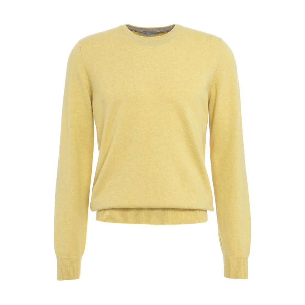 Gender Italiaanse Gebreide Pullover met Logodetails Yellow Heren