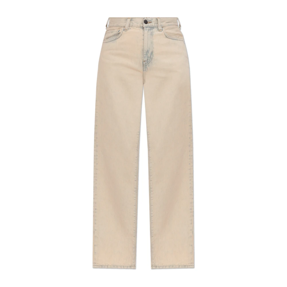 Carhartt Wip Women's Beige Straight Fit Jeans, W26, High-Waisted Jeans