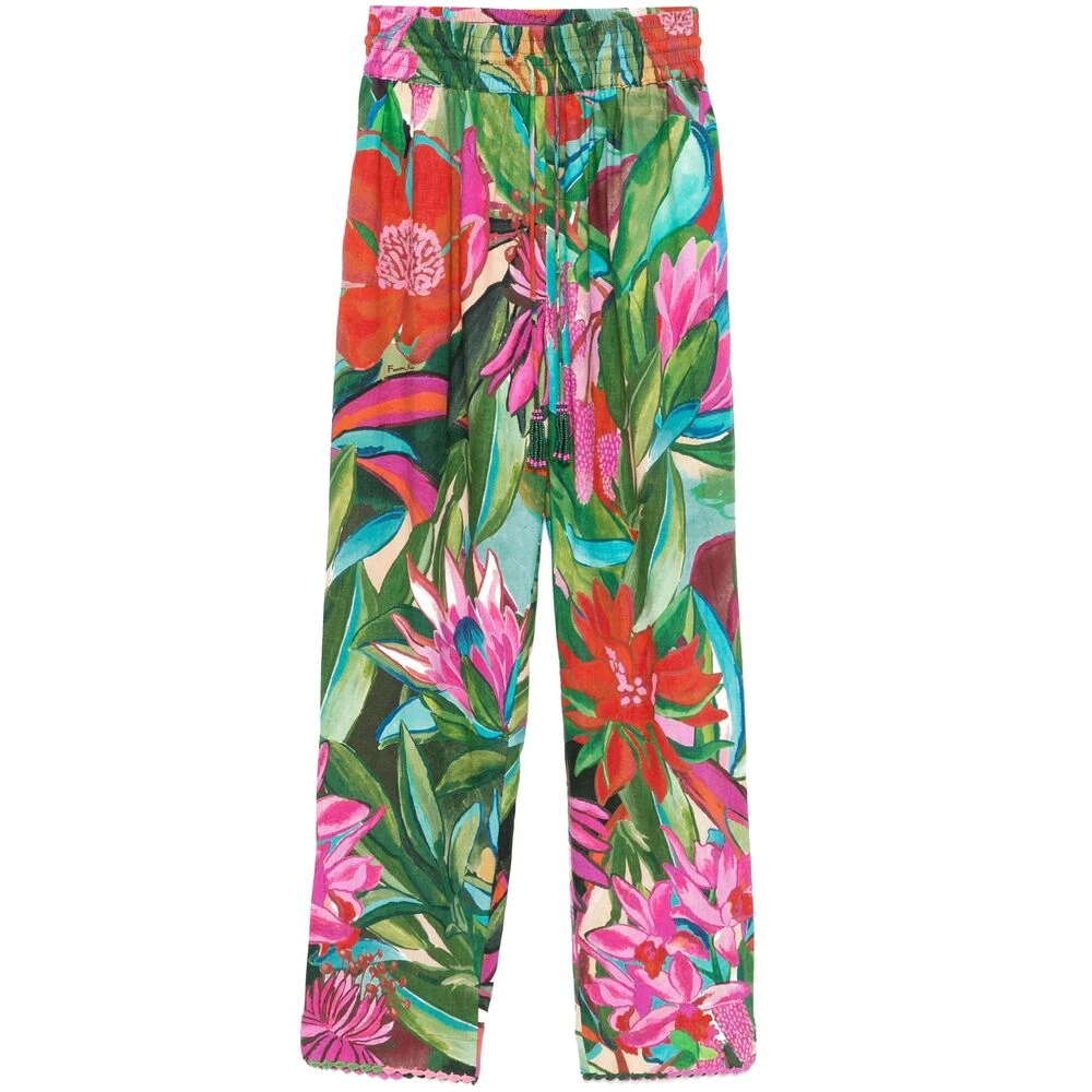 Farm Rio Groene Elastische Trekkoord Tailleband Multicolor Dames