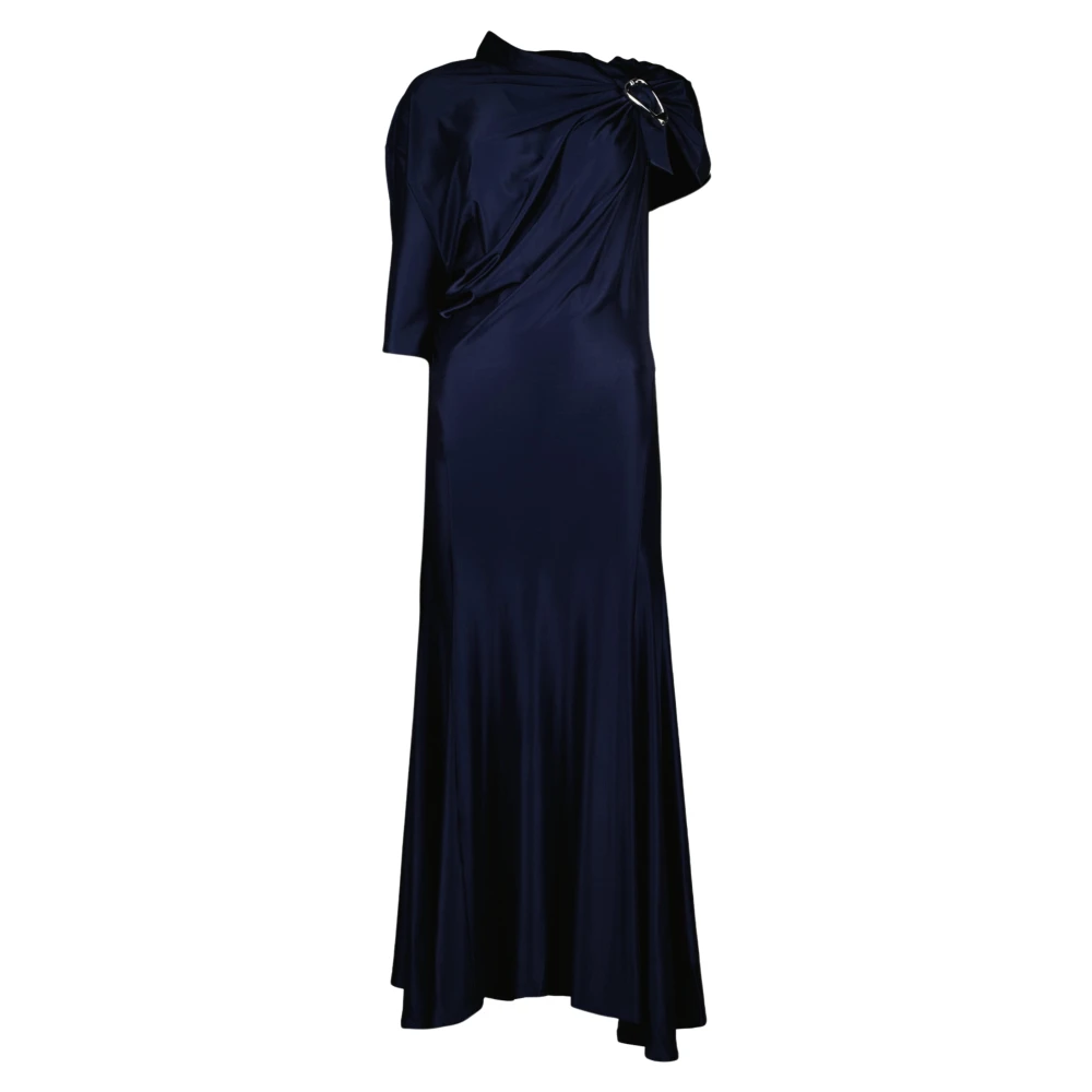 Rabanne Women's Blue Party Dresses, Xs, Asymmetric Dress With Silver Buckle
