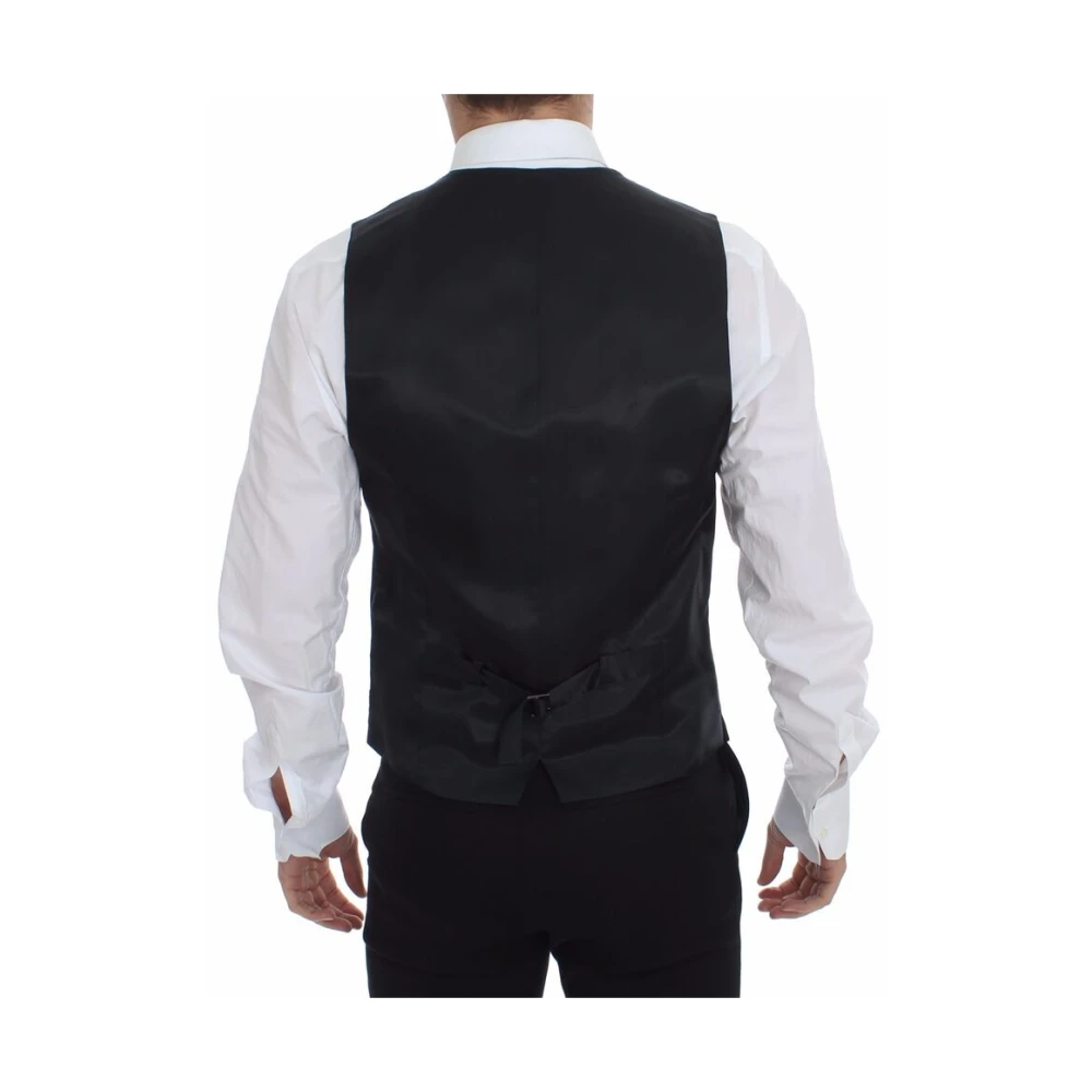 Dolce & Gabbana Grijze Gestreepte Formele Wollen Vest Gray Heren