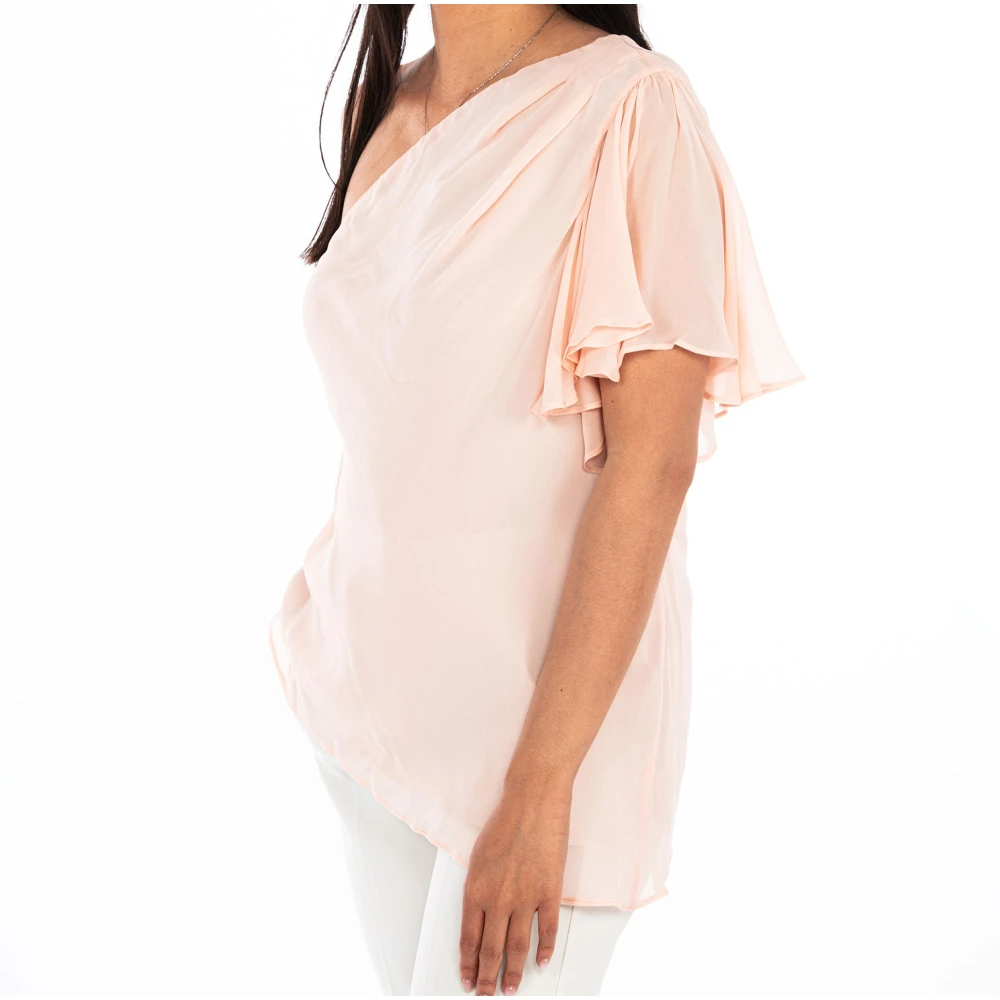 PATRIZIA PEPE Elegante One-Shoulder Blouse in Roze Pink Dames