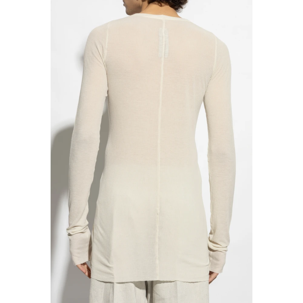 Rick Owens Geribbelde T-shirt Rib Beige Heren