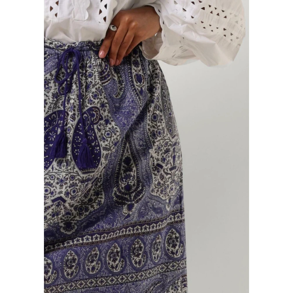 Antik batik Blauwe Maxi Tajar Rok Blue Dames
