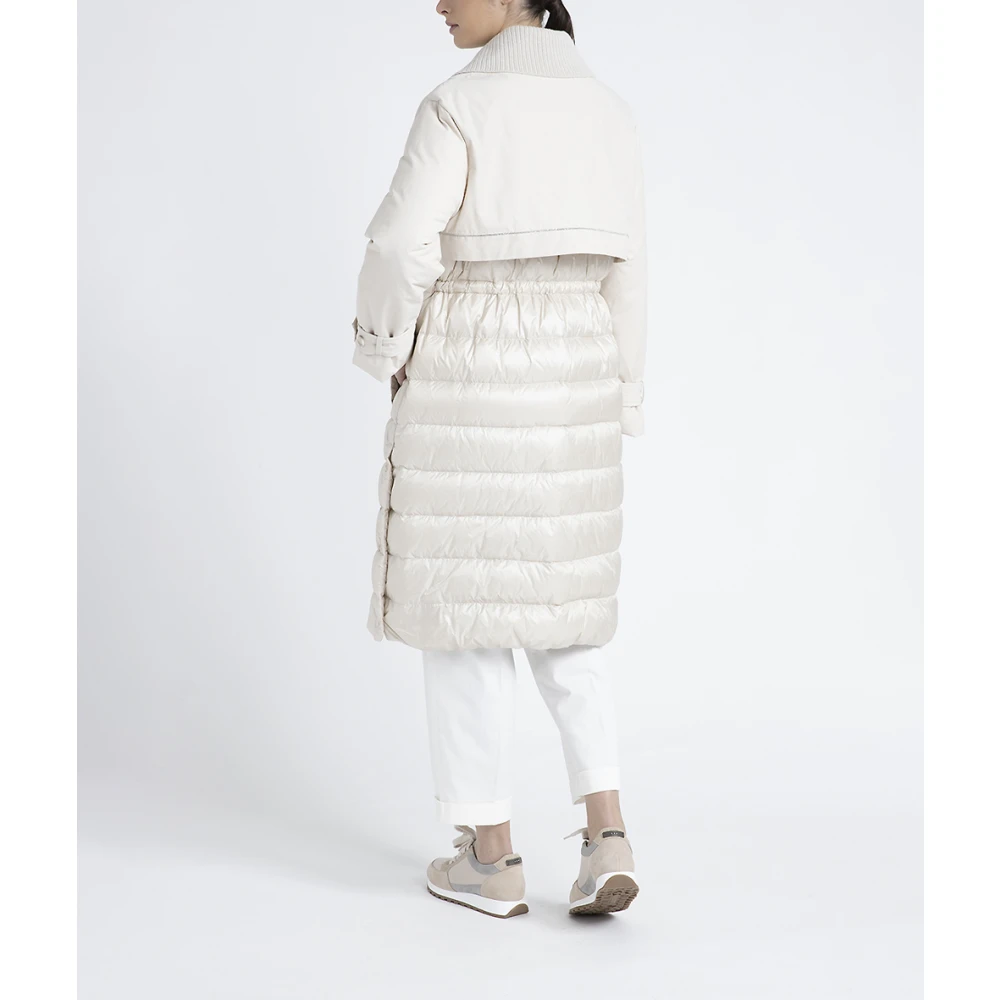 PESERICO Lang trenchcoat gevuld met dons en waterdicht Beige Dames