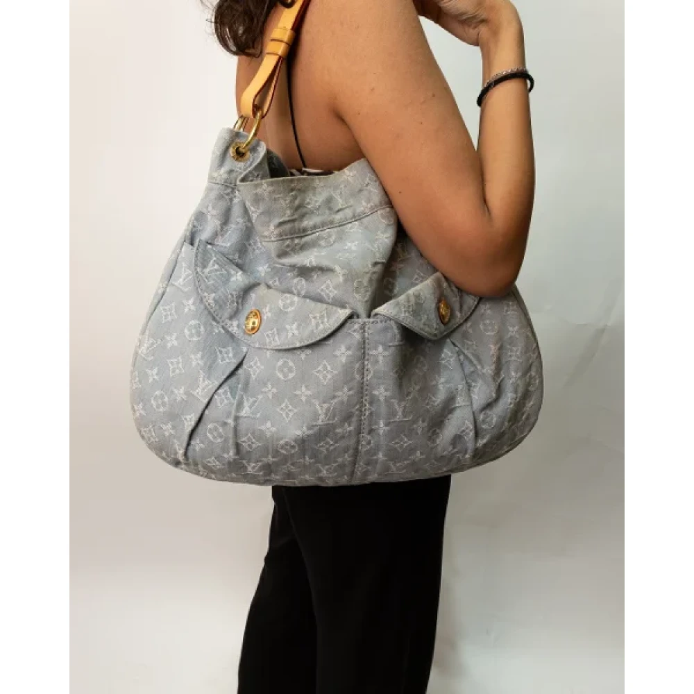Louis Vuitton Vintage Pre-owned Denim handbags Gray Dames