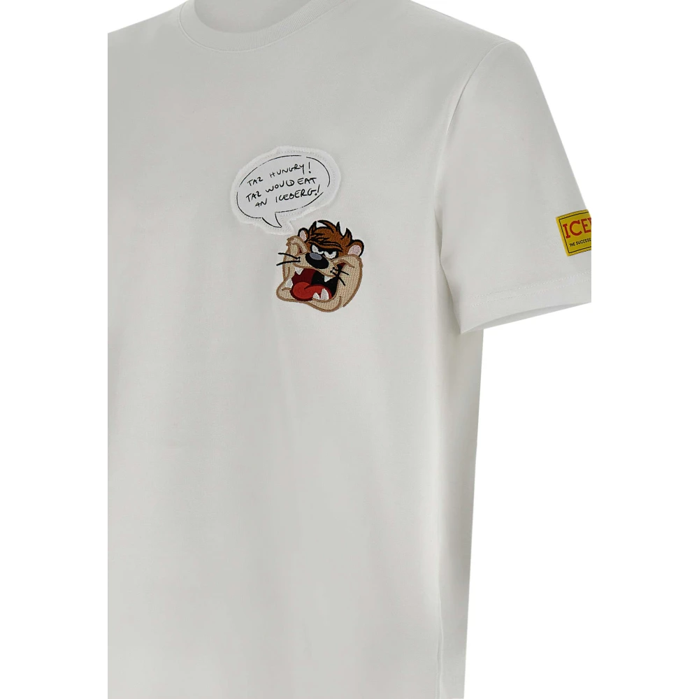 Iceberg Cartoon Logo Wit T-shirt White Heren