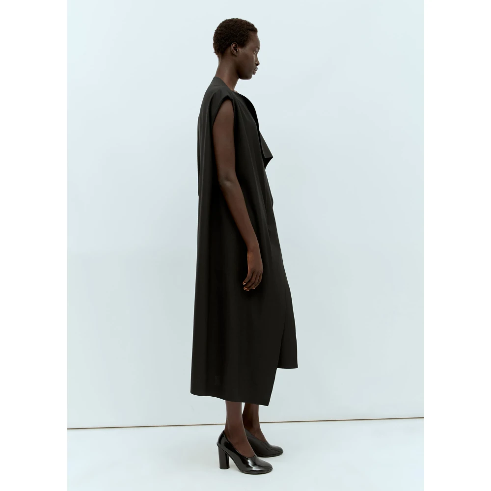 The Row Fold-Over V-Hals Jurk Front Split Black Dames