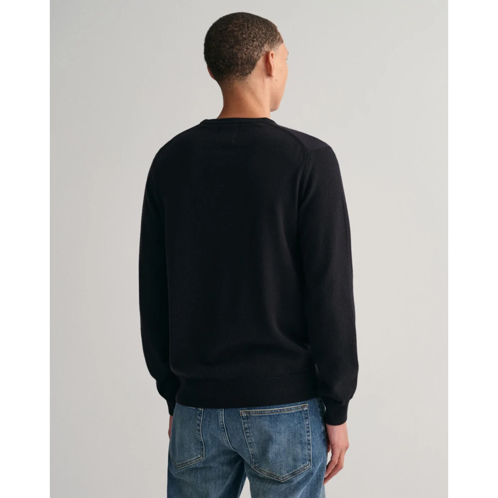 Gant Klassieke Wollen Trui Black Heren
