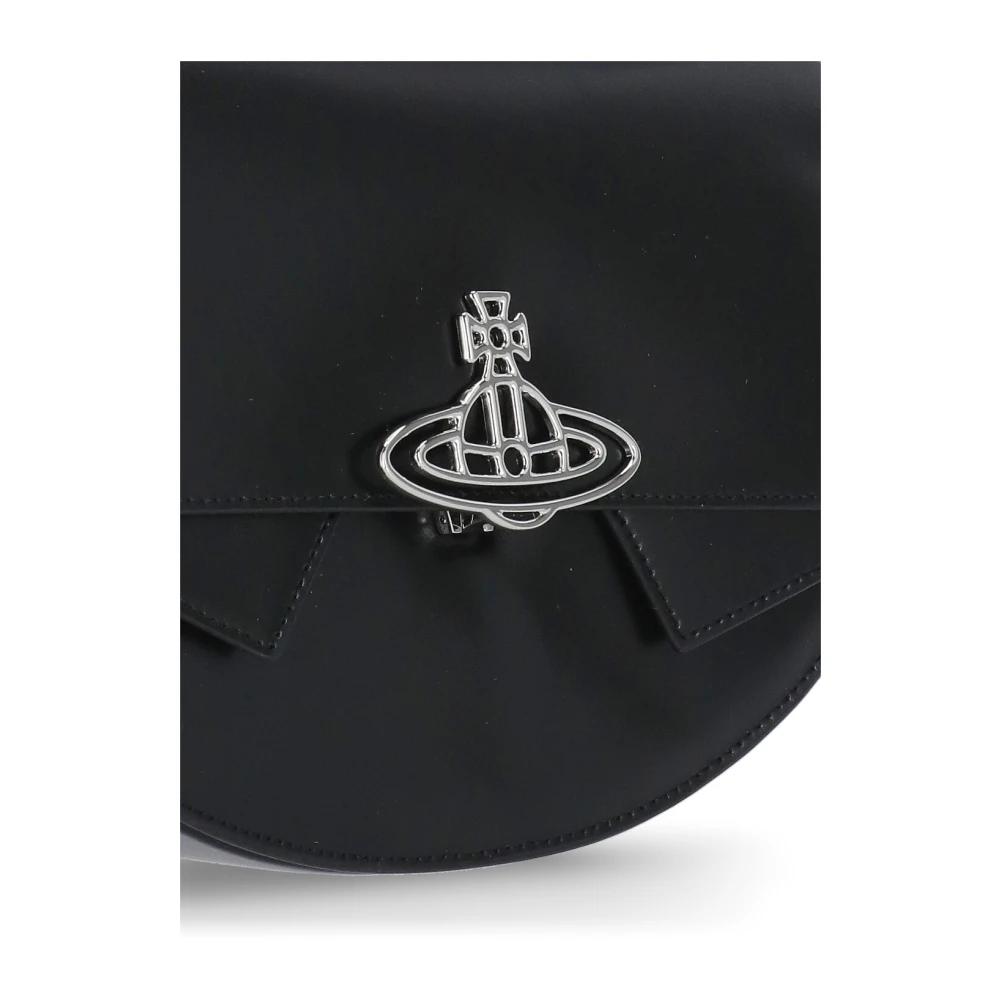 Vivienne Westwood Zwarte Leren Schoudertas Black Dames