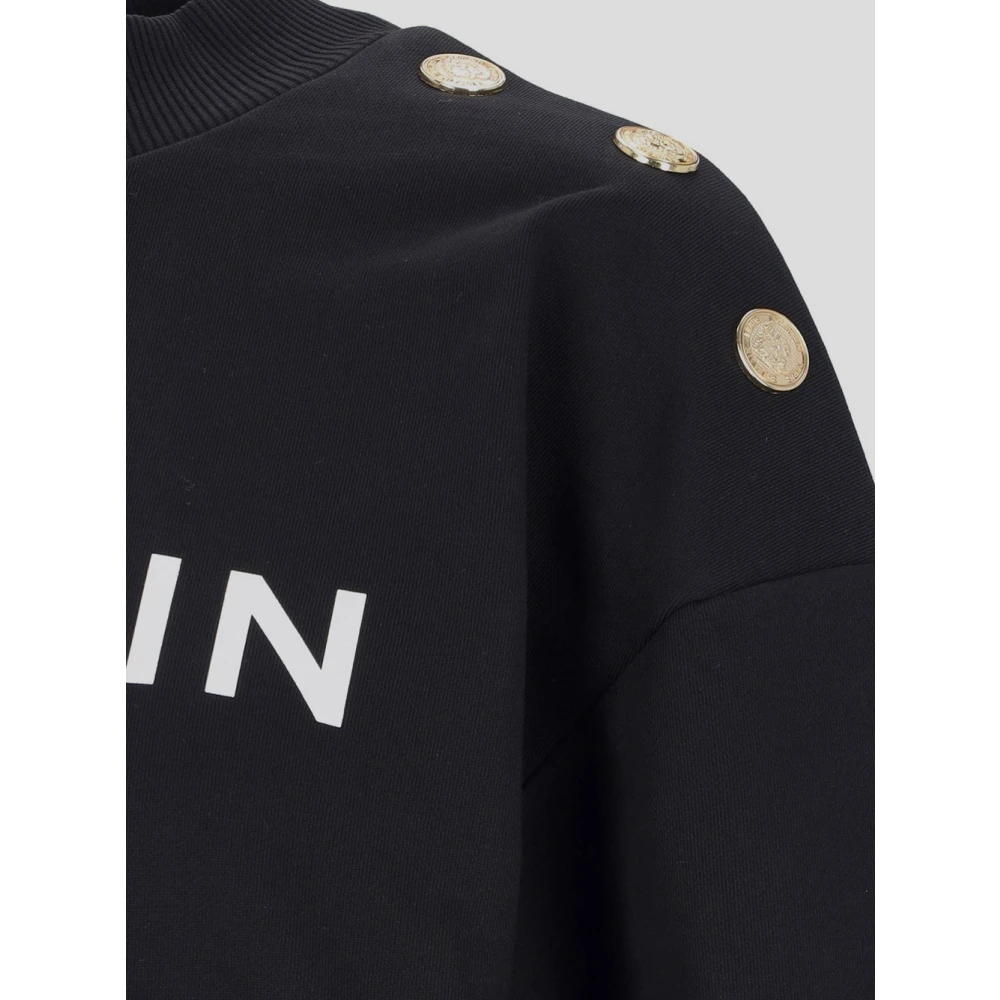 Balmain Katoenen Logo Sweatshirt Black Dames