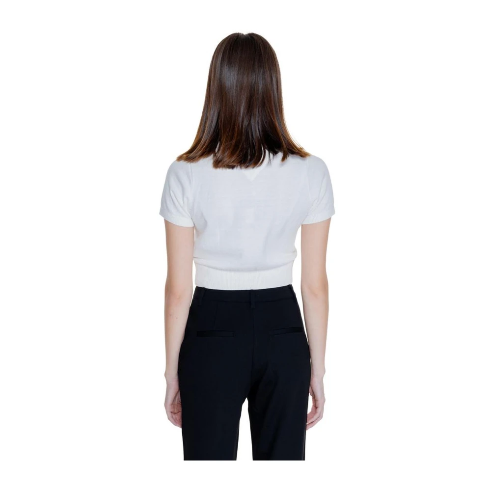 Tommy Jeans Witte Katoenen Gebreide korte mouw top White Dames