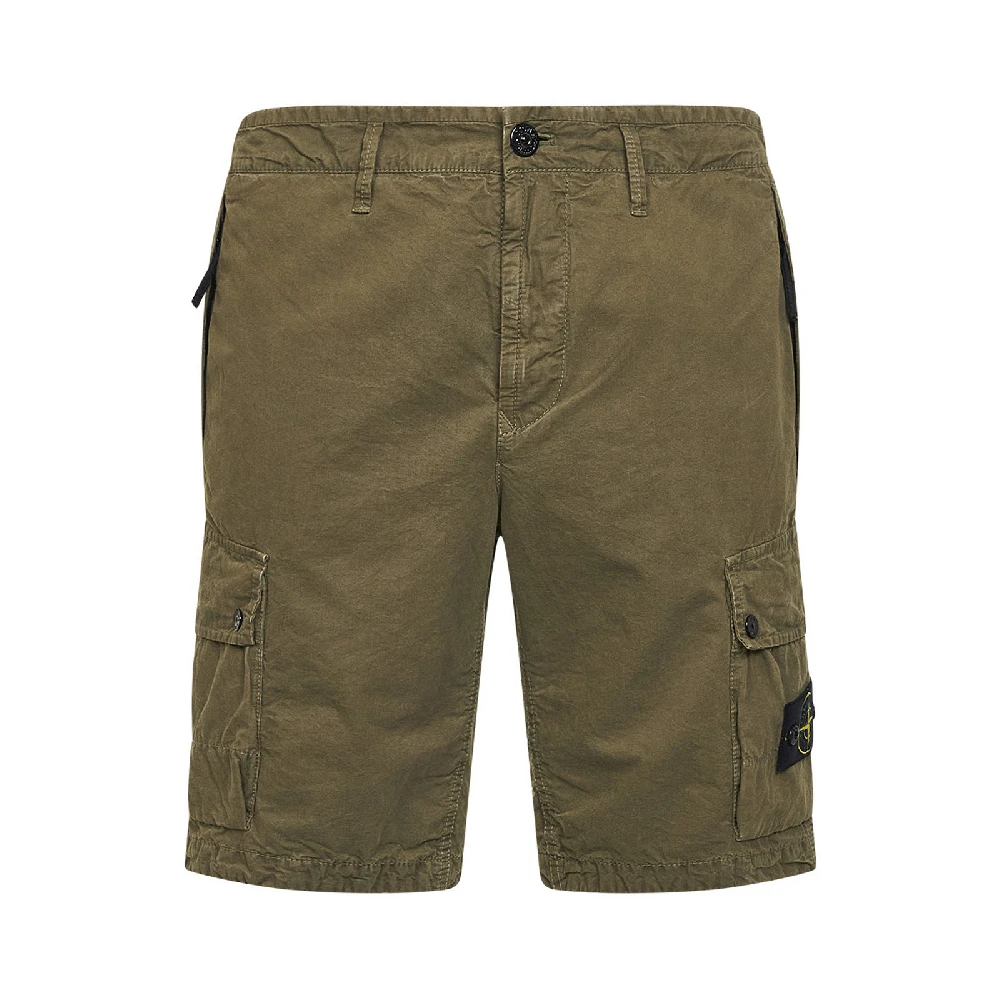 Stone Island Green Slim-Fit Cargo Bermuda Shorts - Male - Casual Shorts - W31 - Shorts