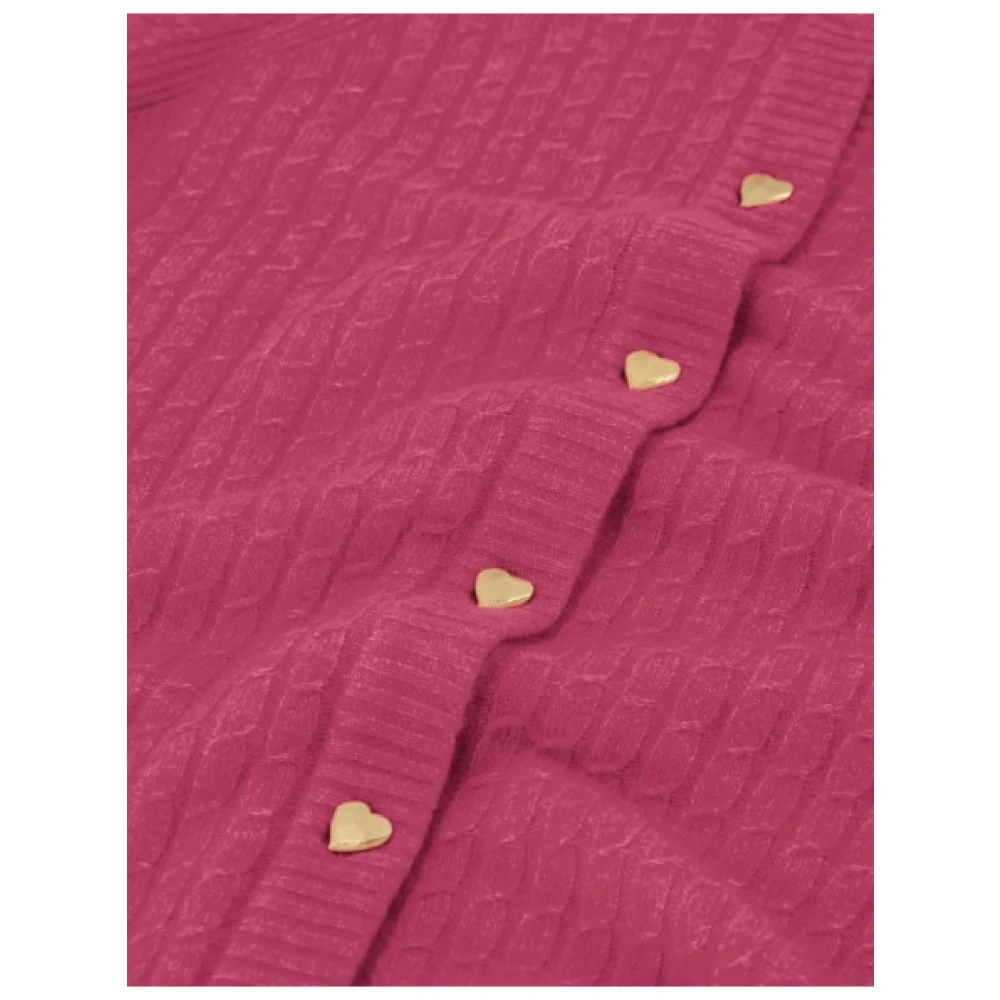 Fabienne Chapot Luxe Gedraaide Cardigan met Hart Knopen Pink Dames
