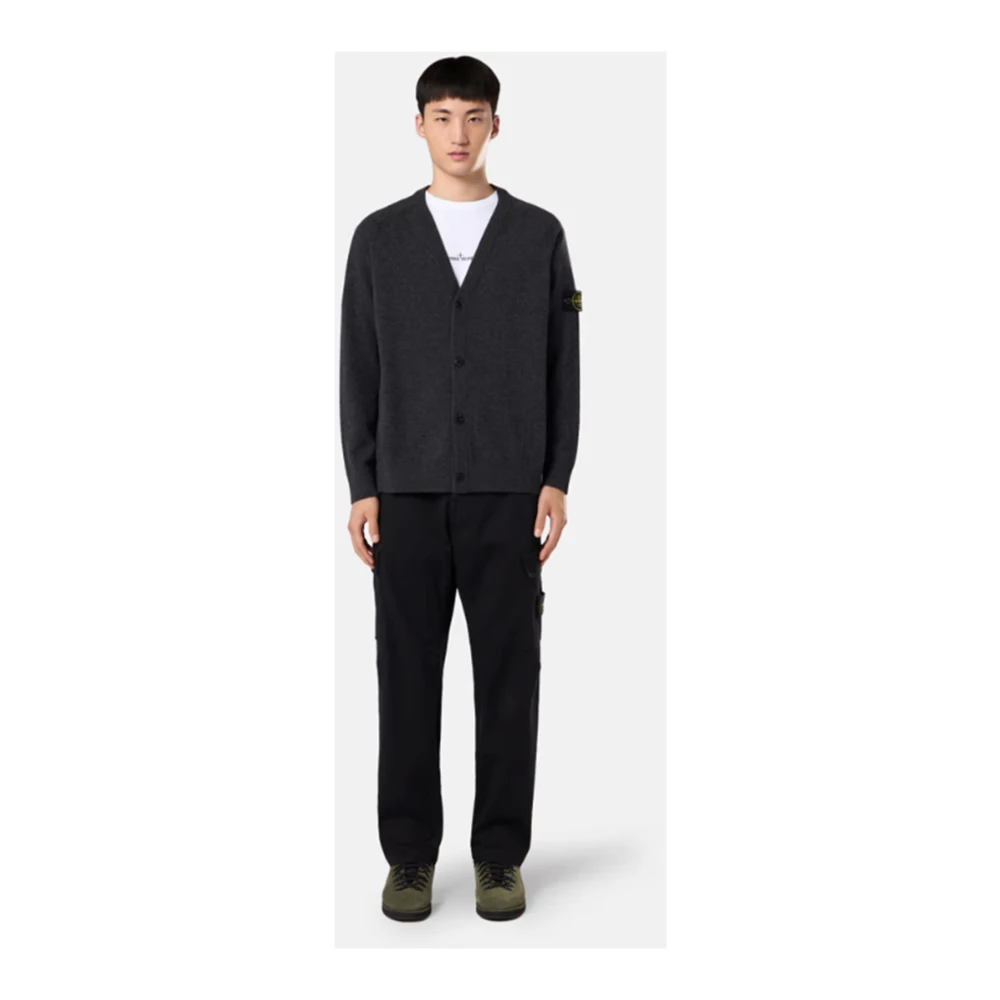 Stone Island Losse Gebreide Vest in Wol Black Heren