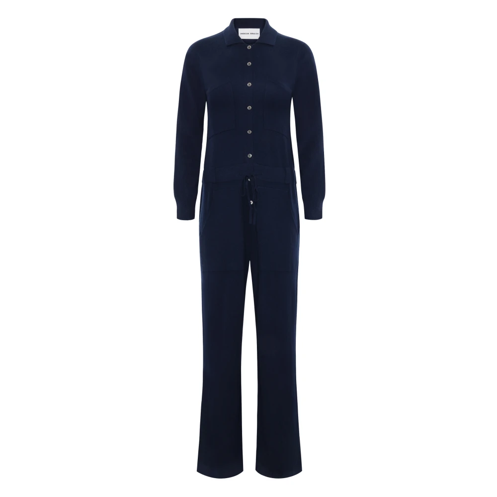 Emerson Renaldi Navy Kasjmier Jumpsuit met Zakken Blue Dames