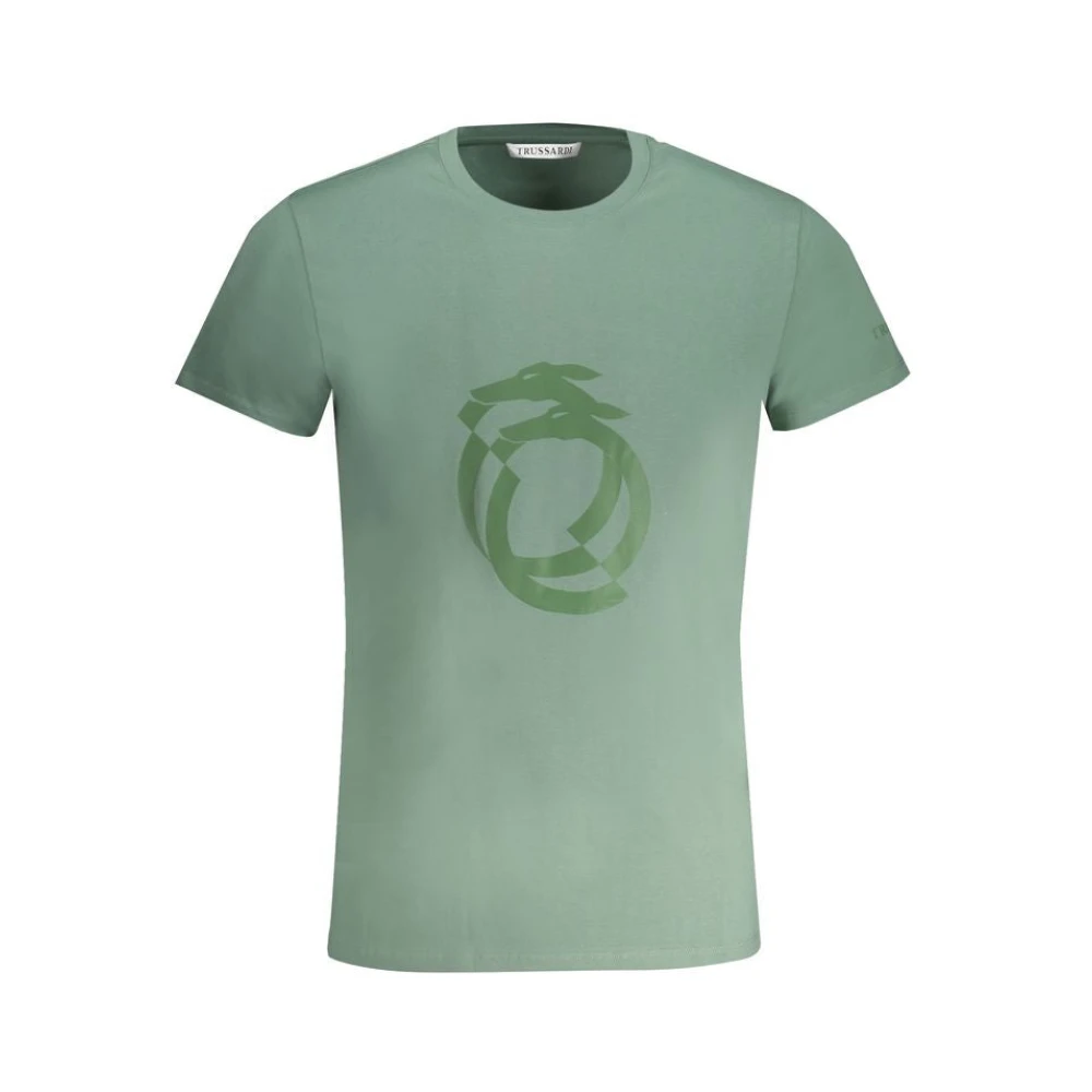 Trussardi Groen Katoen Logo Print T-Shirt Green Heren