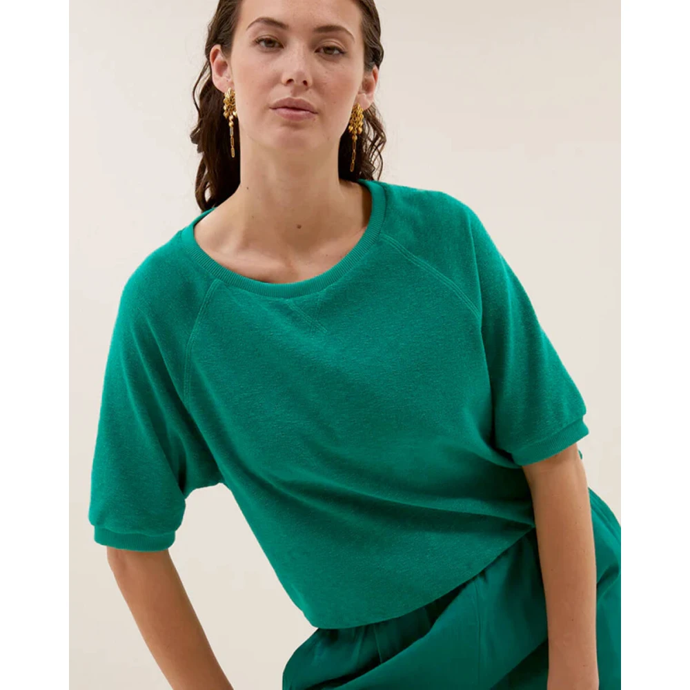 By-Bar Slub Top met korte mouwen Green Dames