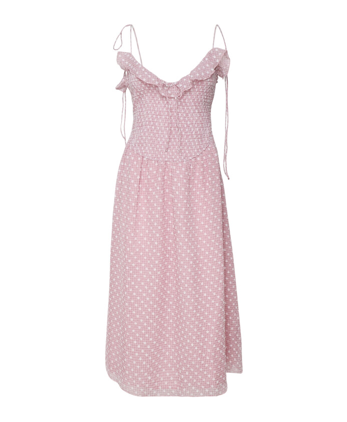 pink-retro-ruffled-neckline-dress