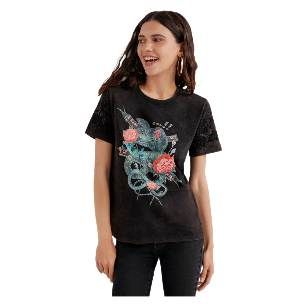 Desigual Black T-Shirts Print - Female - T-Shirts - Xs - Tops