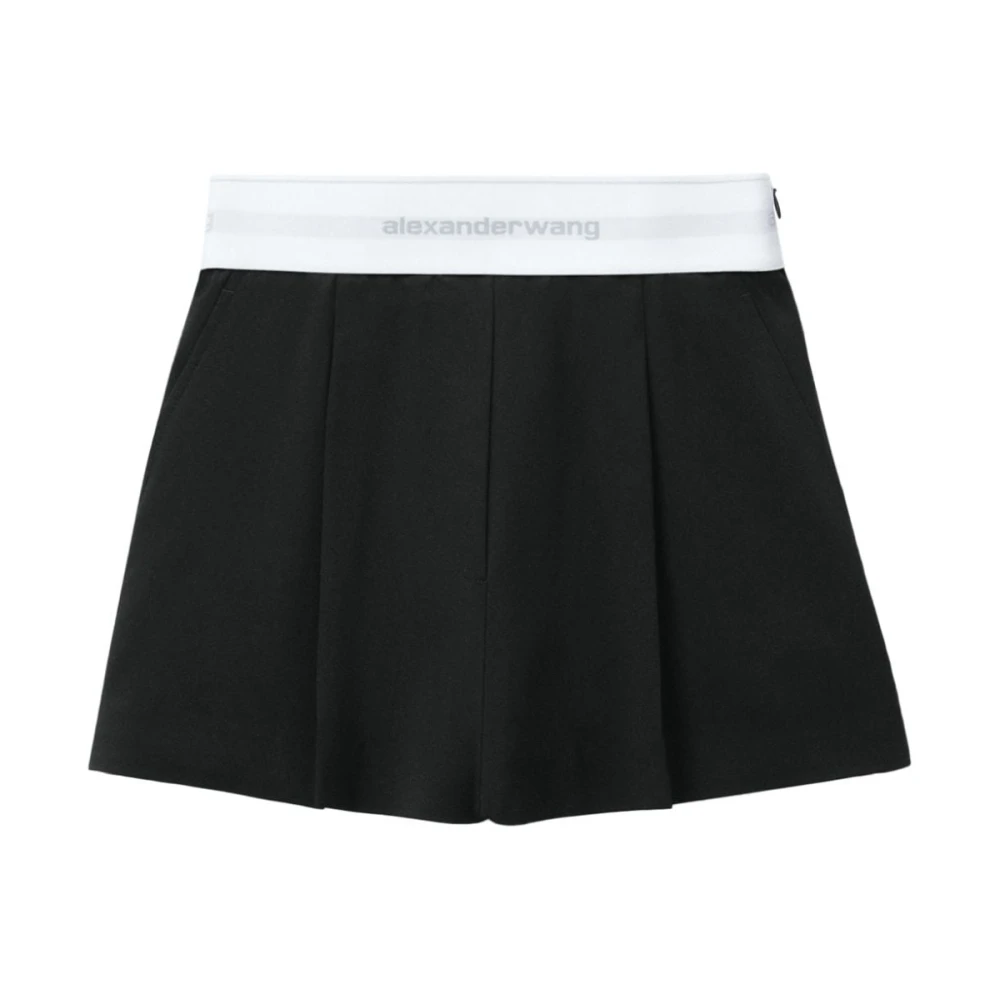 Alexander wang Zwarte wolmix high-rise shorts Black Dames