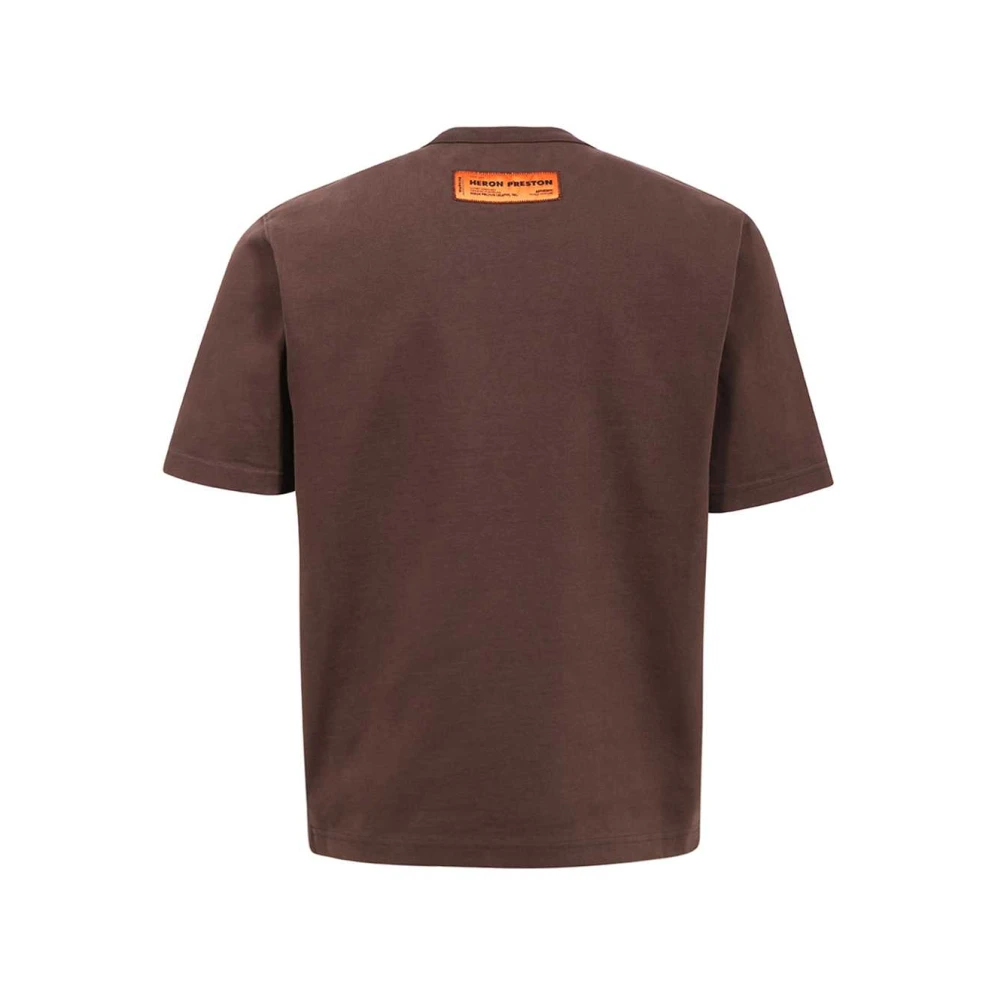 Heron Preston Katoenen T-shirt met Front Print Brown Heren