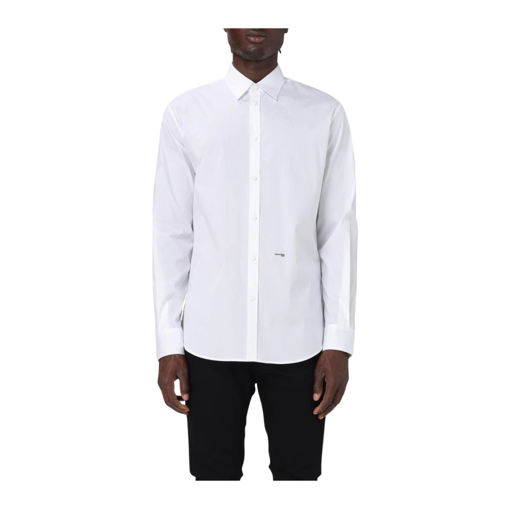 Dsquared2 Men's White Formal Shirts,, Classic Long Sleeve Shirt Medium