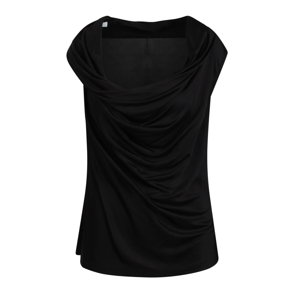 Helmut Lang Gedrapeerd Mouwloos U-Hals Top Black Dames