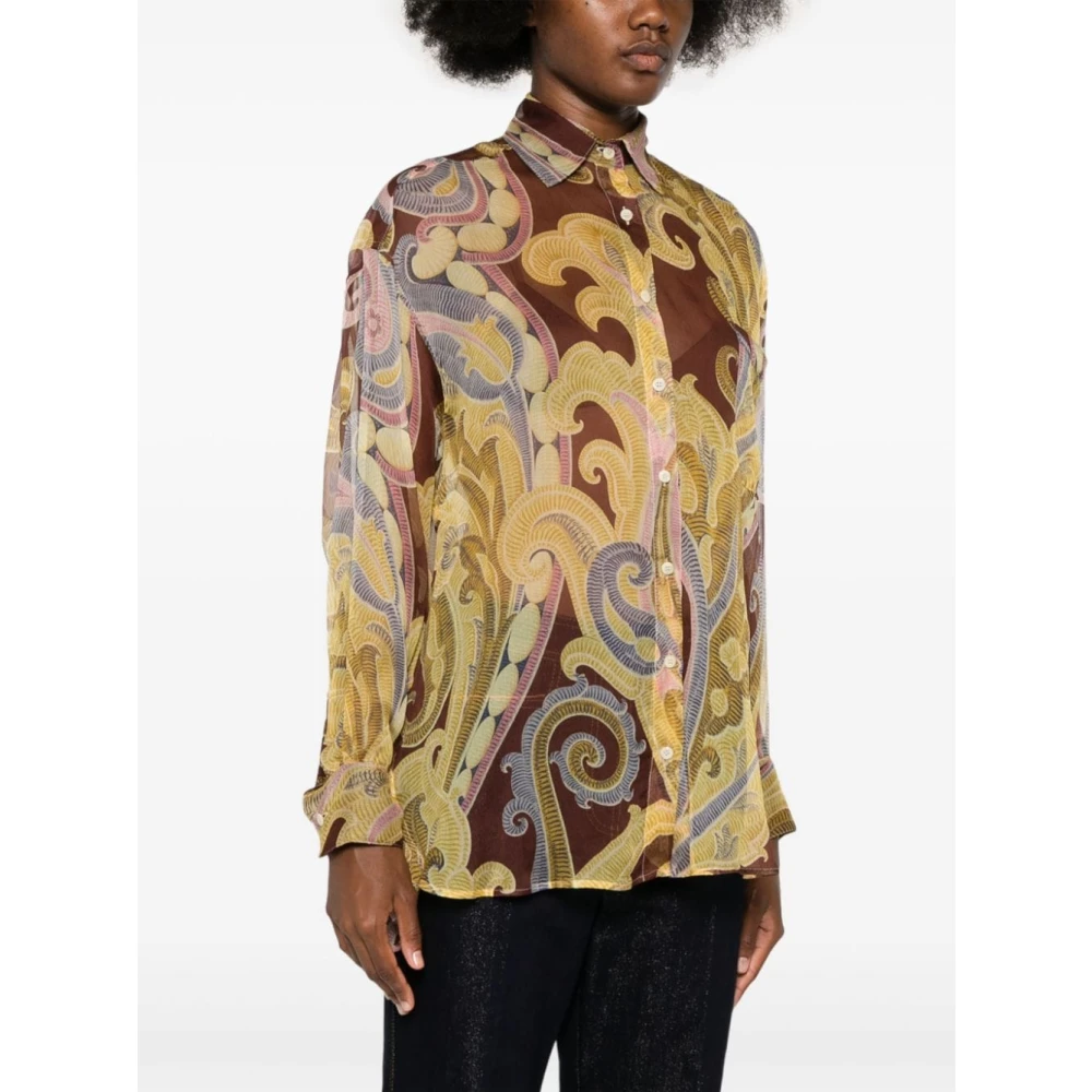 ETRO Bloemenprint Doorschijnende Zijden Shirt Multicolor Dames