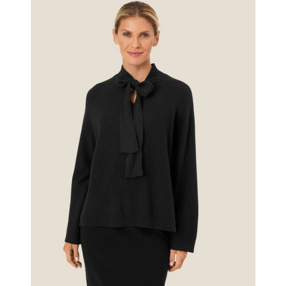 Masai Feminine Gebreide Top met Strikdetail Black Dames