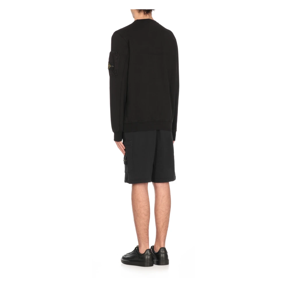 Stone Island Zwarte Katoenen Sweatshirt met Logopatch Black Heren
