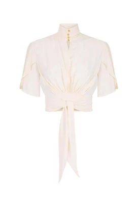 Blus i viskosgeorgette