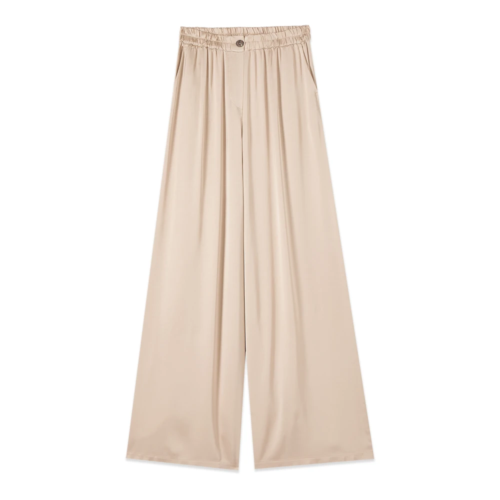 Oltre Femme Blanc - Pantalon Palazzo En Satin De Viscose - Pantalons - Taille: 42 Fr