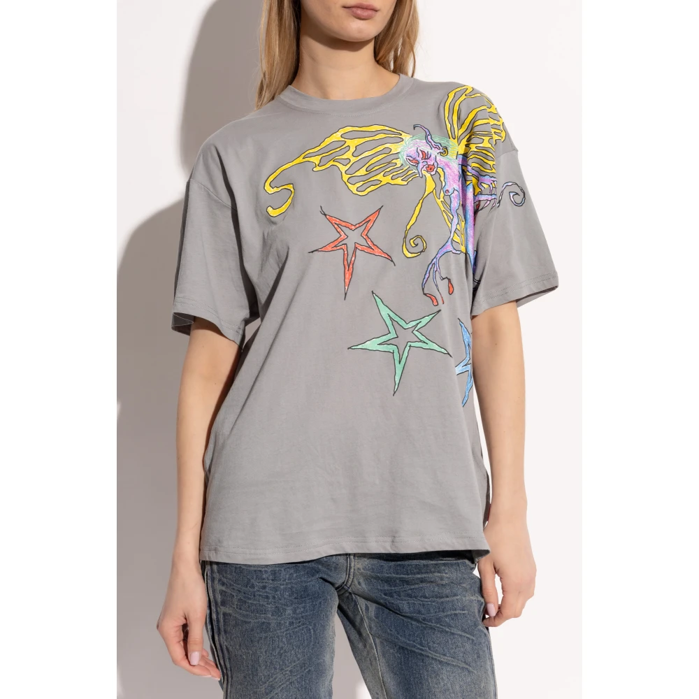 Diesel T-shirt T-Buxt-Q1 Gray Dames