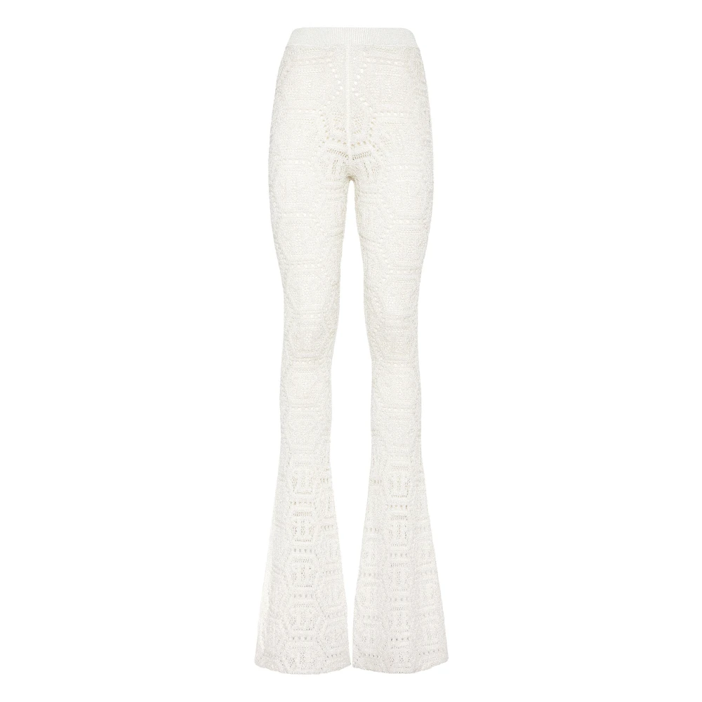 Philipp Plein Vrouw Wit Broeken Dames, Xs, Wol, Lurex Knit Broeken Monogram