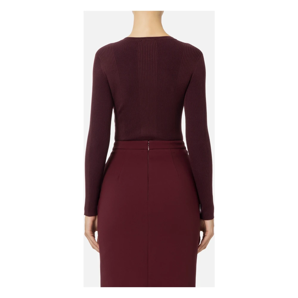 Elisabetta Franchi Geribbelde trui met lange mouwen Red Dames