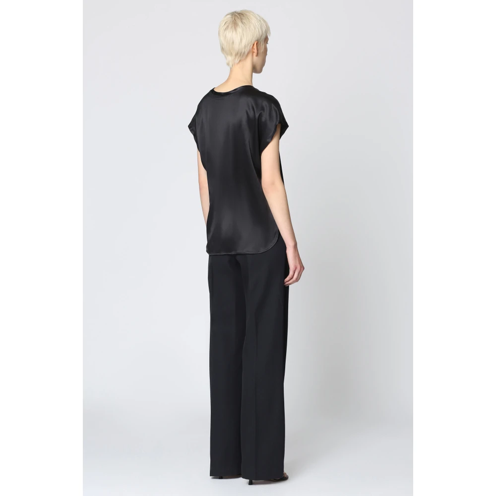 pinko Zijden blouse met zijsplitten Black Dames