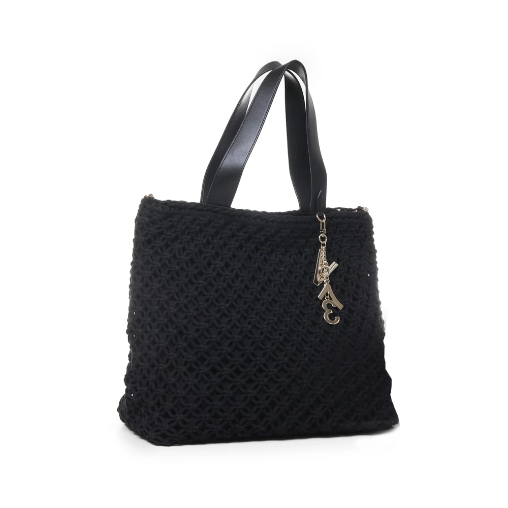 V73 Zwarte Shoppingtas met Logo Bedels Black Dames