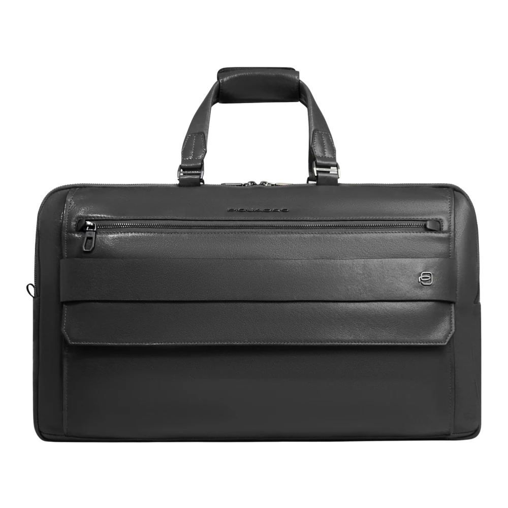 Piquadro Mannelijk Zwart Tassen Heren, One Size, Leer, Personaliseerbare Weekendtas