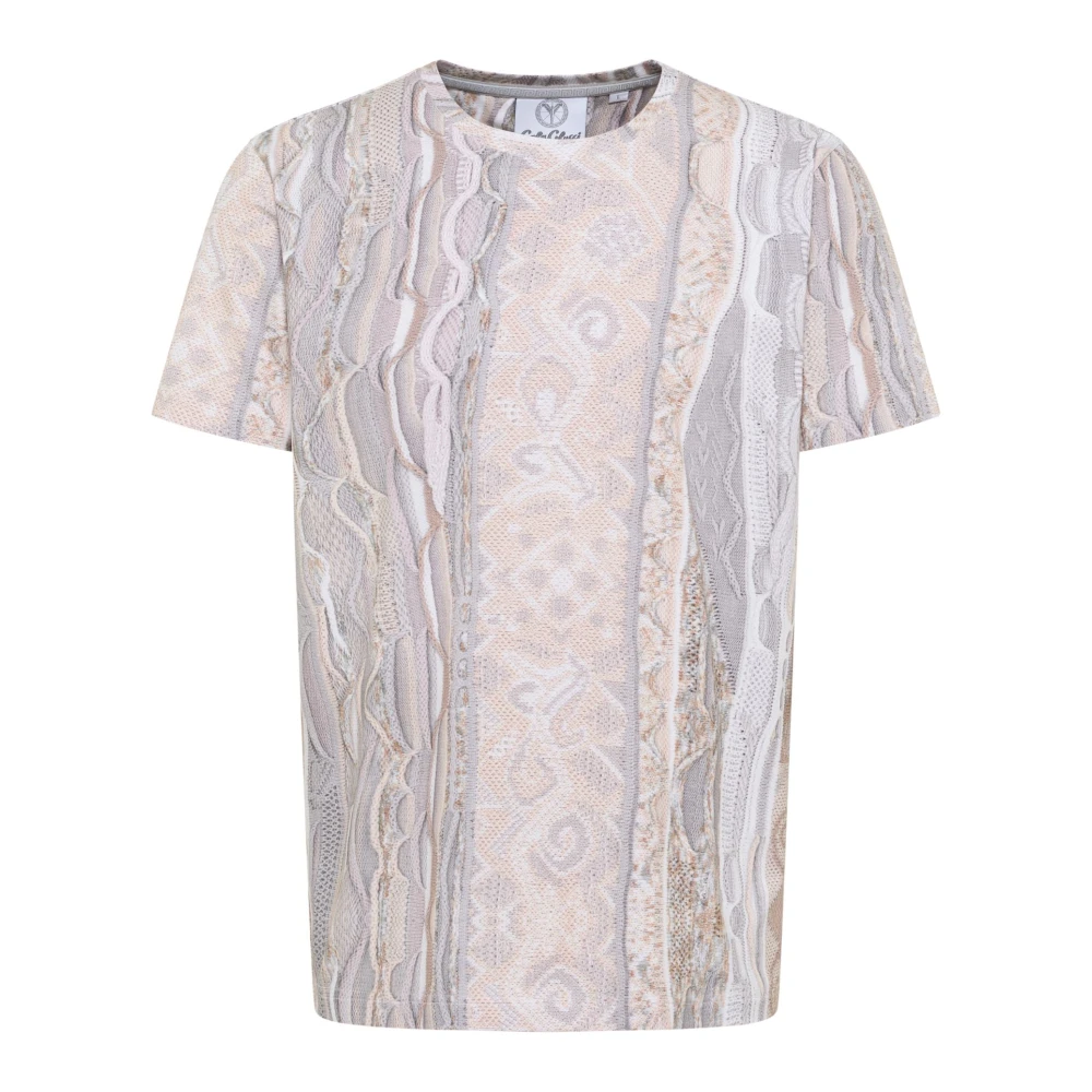 Carlo Colucci Men's White Knitprint T-Shirt