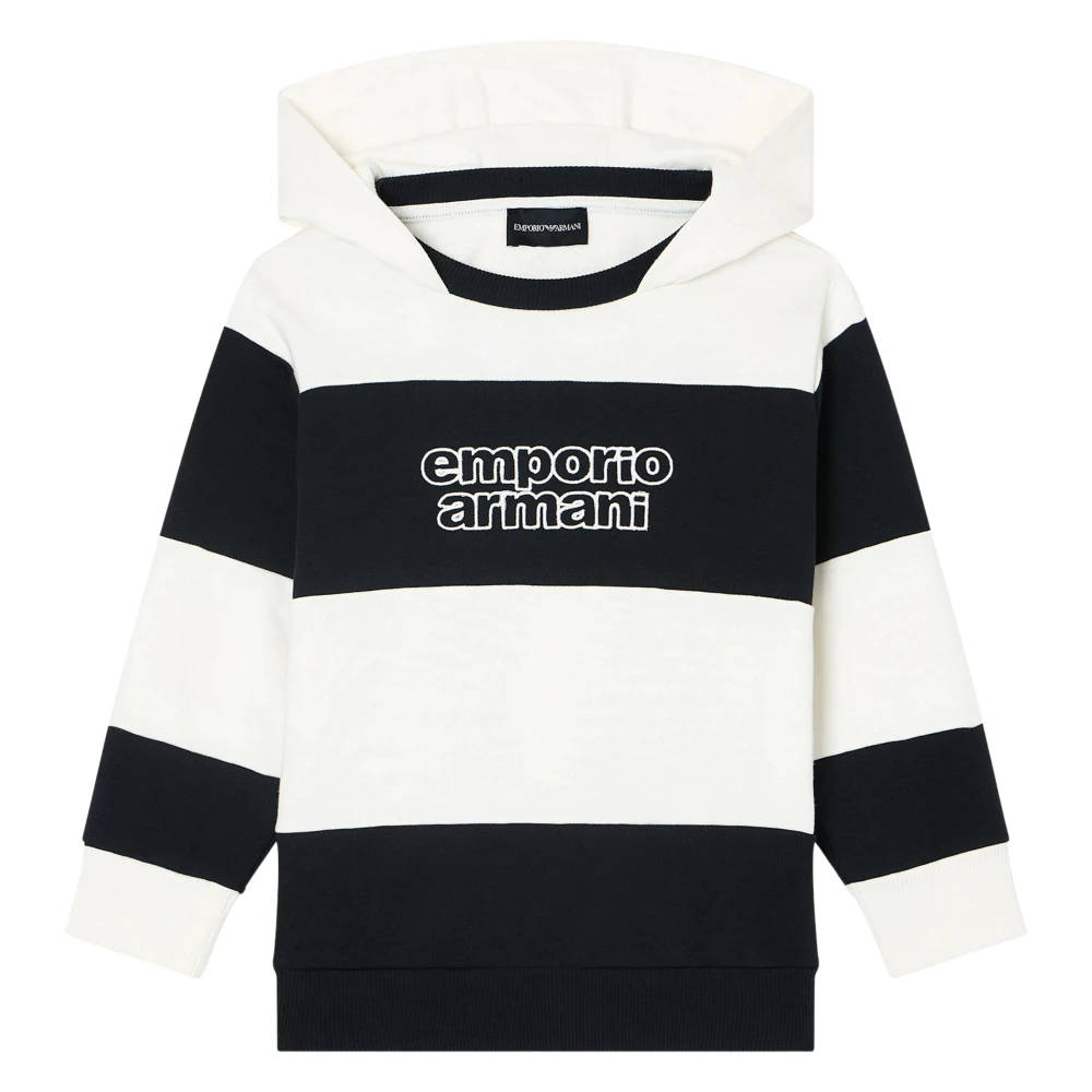 Emporio Armani Boys Multicolor Kids Sweatshirts, 5 Y, Empyreal Striped Logo Hoodie