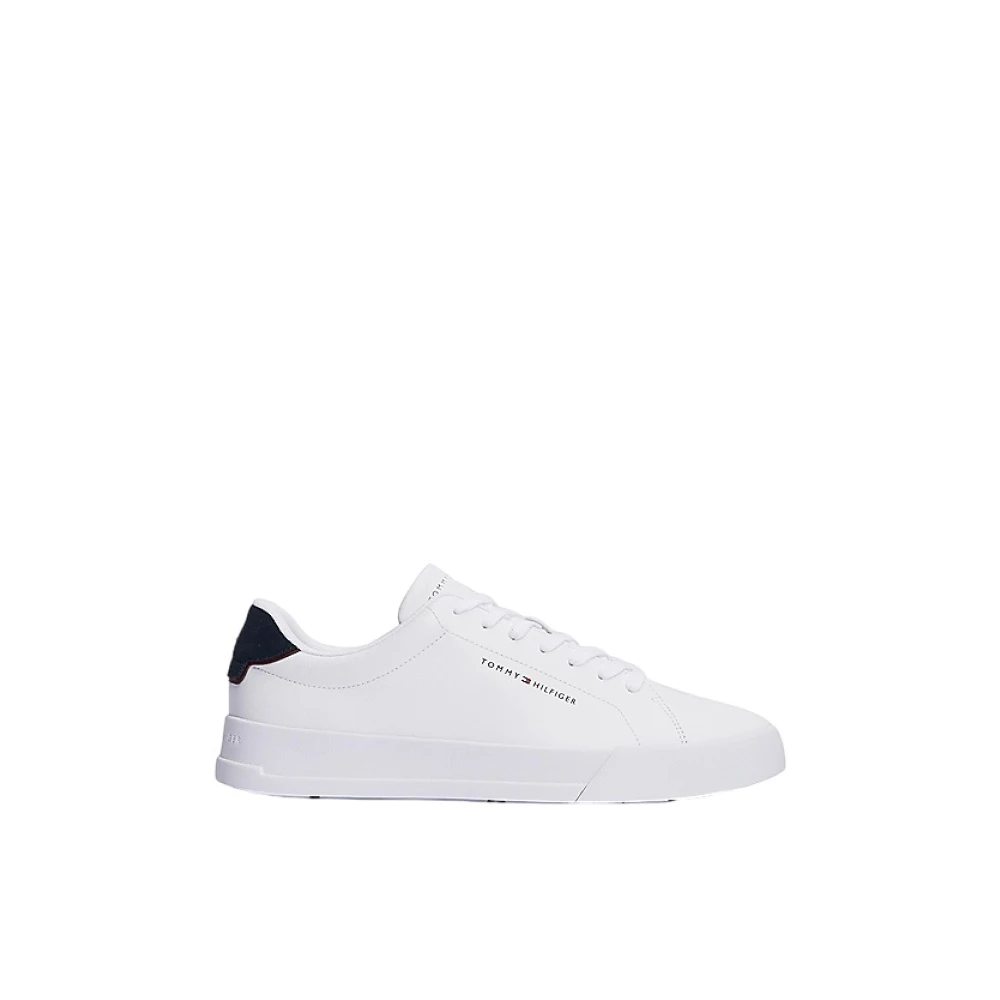 Tommy Hilfiger Men's White Sporty Sneakers With Hammered Finish